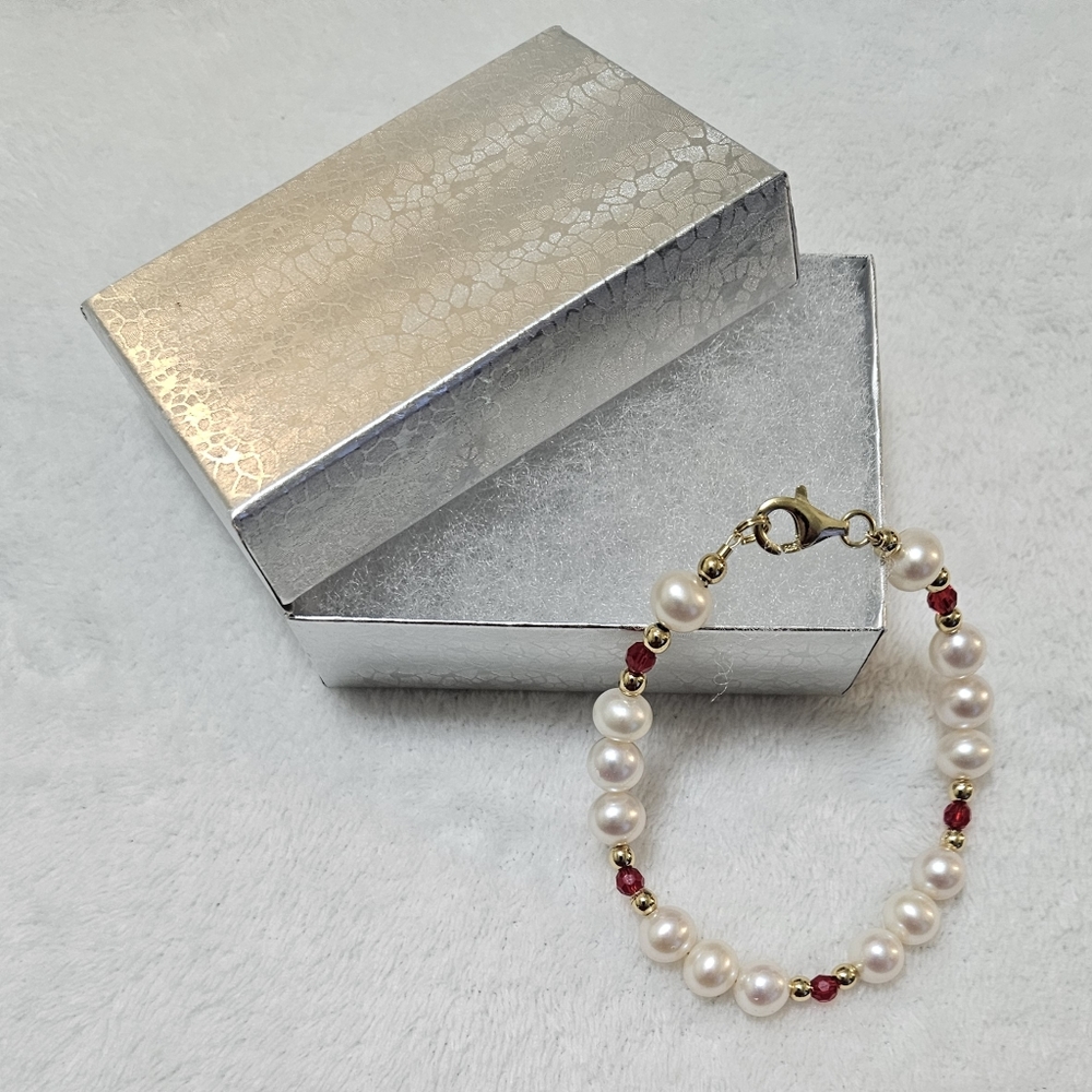 Pearls, Austrian Crystals, and Gold Bracelet